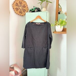 Flax SunnySide Lightweight Linen Dress, Size Small, Black